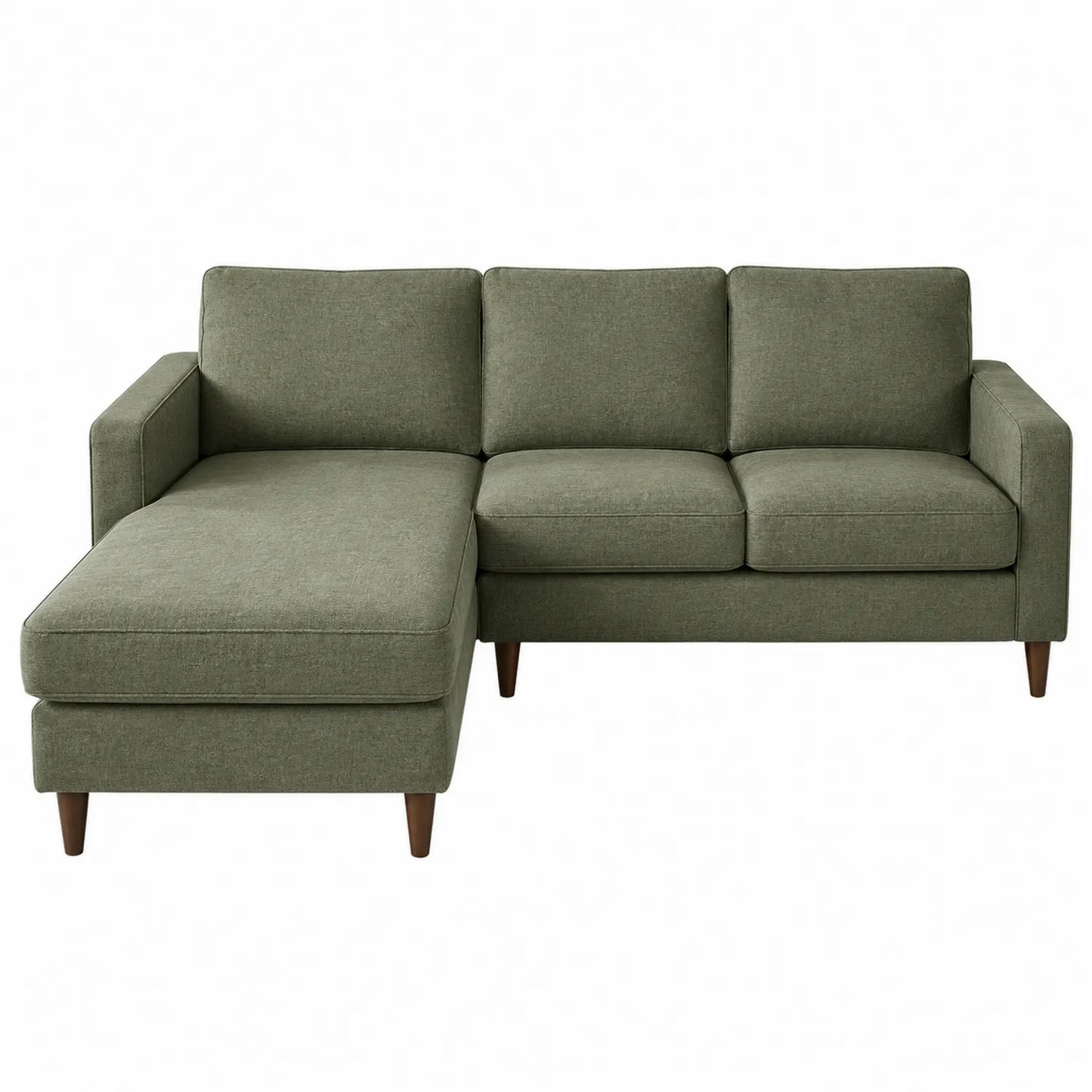 Ecksofa mit Ottomane aus Leinenoptik Grün
