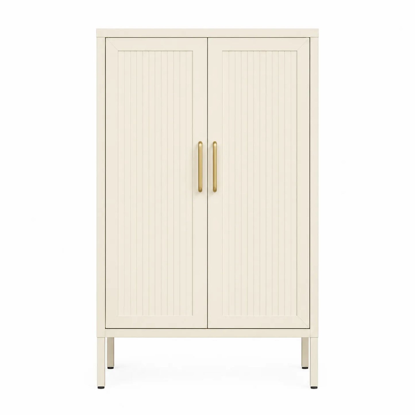 Beiger Holzschrank mit Metallgriffen 120x60x40cm