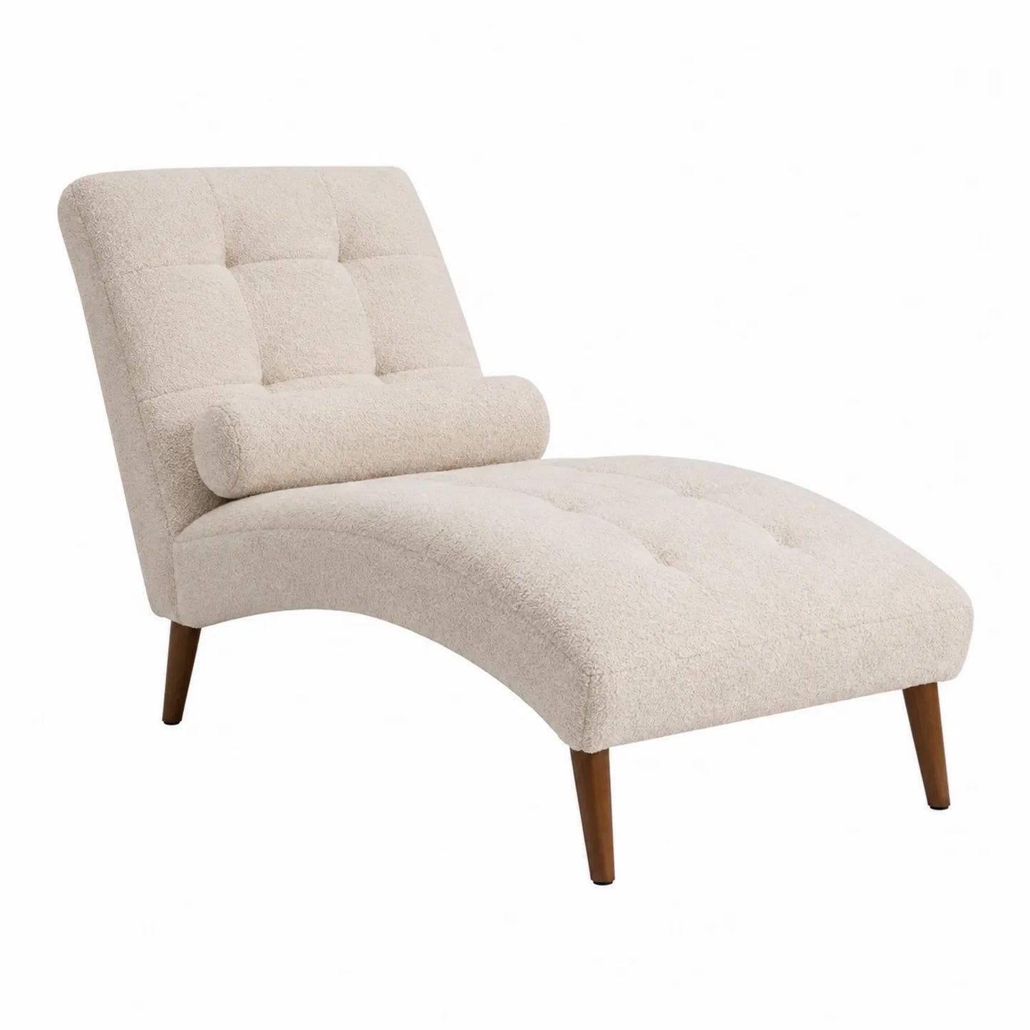 Chaiselongue mit Bouclé-Stoff Beige 180cm