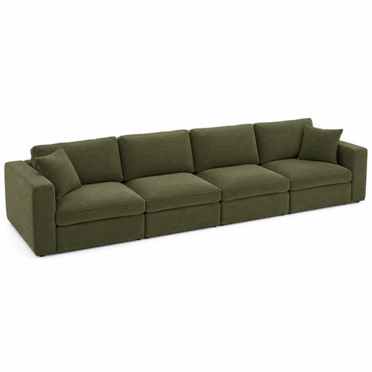 Modulares Sofa-Set aus Cordstoff Olivgrün 4-teilig 330cm