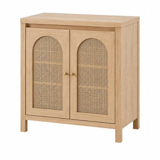 Sideboard aus Eiche mit Rattanfronten 80x40x90 cm
