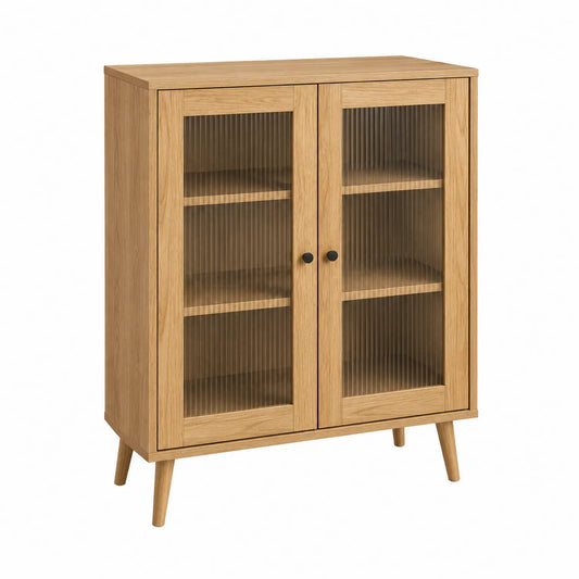 Schrank aus Eichenholz mit Glastüren, 80x40x120cm