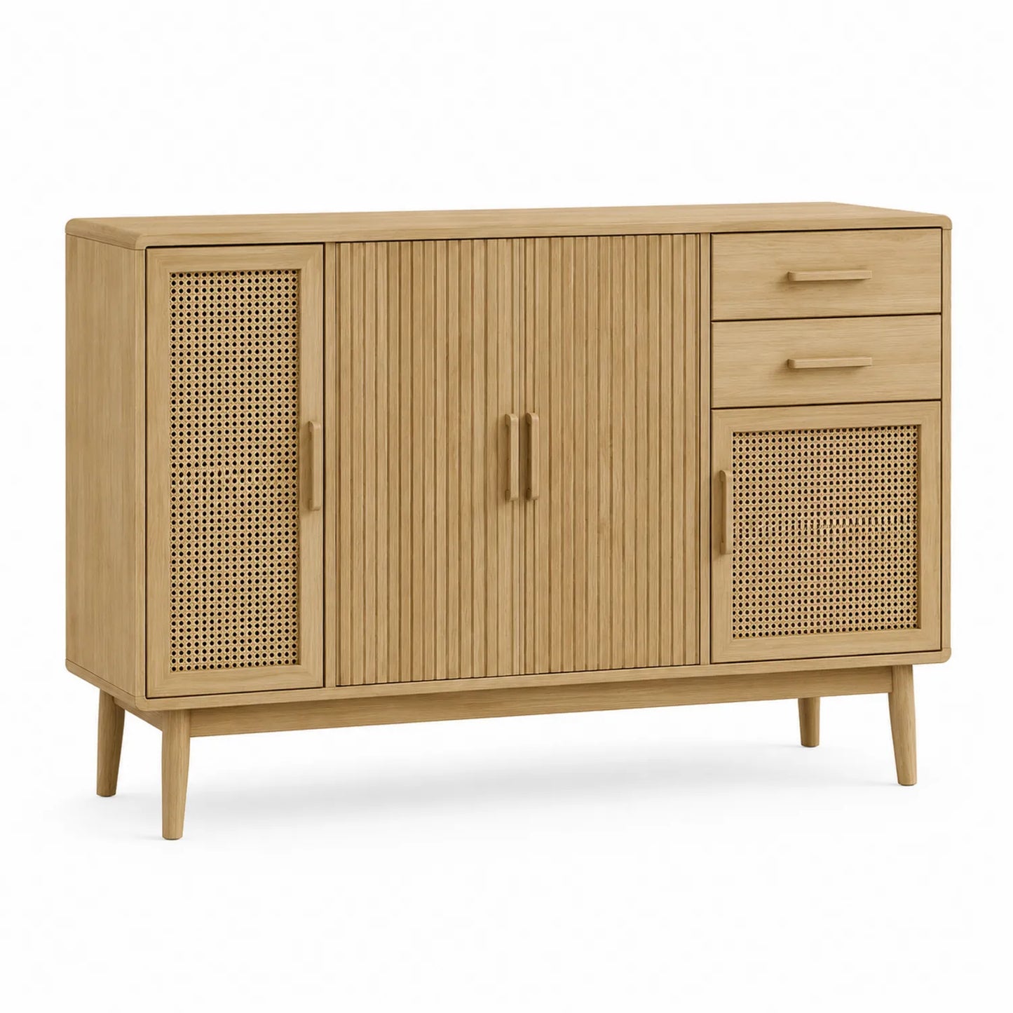 Eichenholz Sideboard mit Rattanakzenten