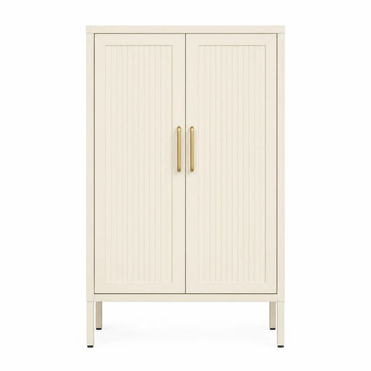 Beiger Holzschrank mit Metallgriffen 120x60x40cm