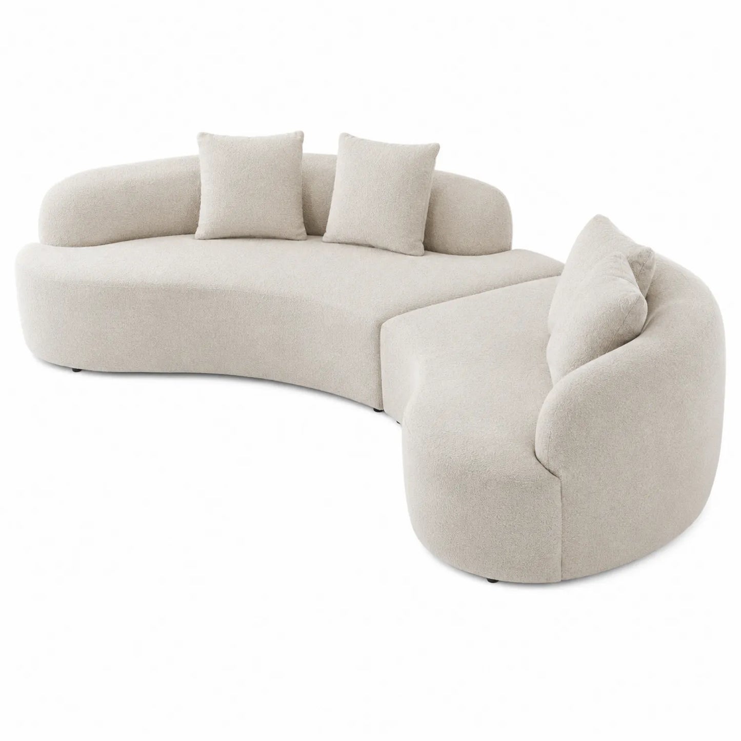 Modulares Sofa-Set aus Polyestergewebe in Beige, geschwungen, 300x100x85 cm