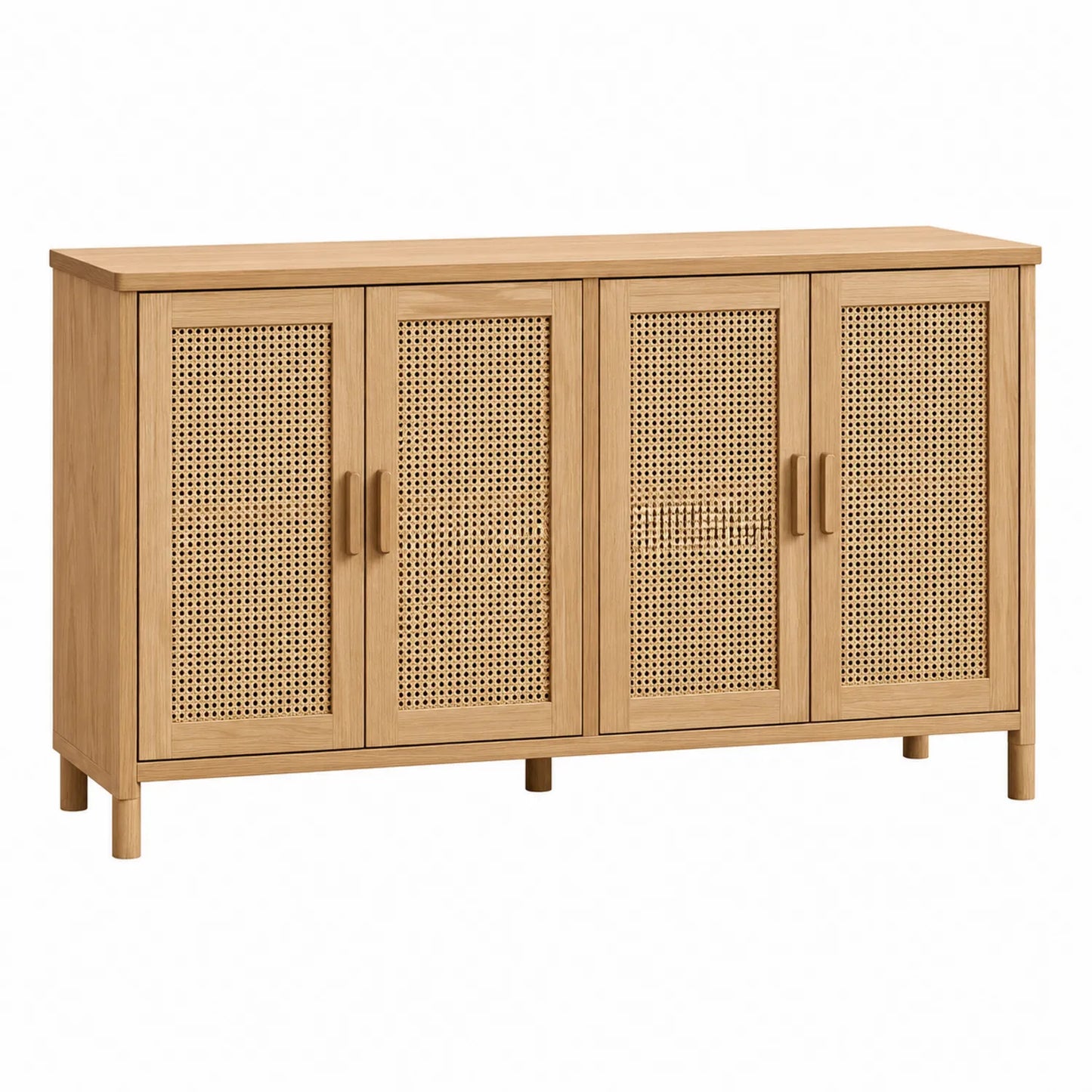 Sideboard aus Eichenholz und Rattangeflecht in Eiche 160x40x80cm