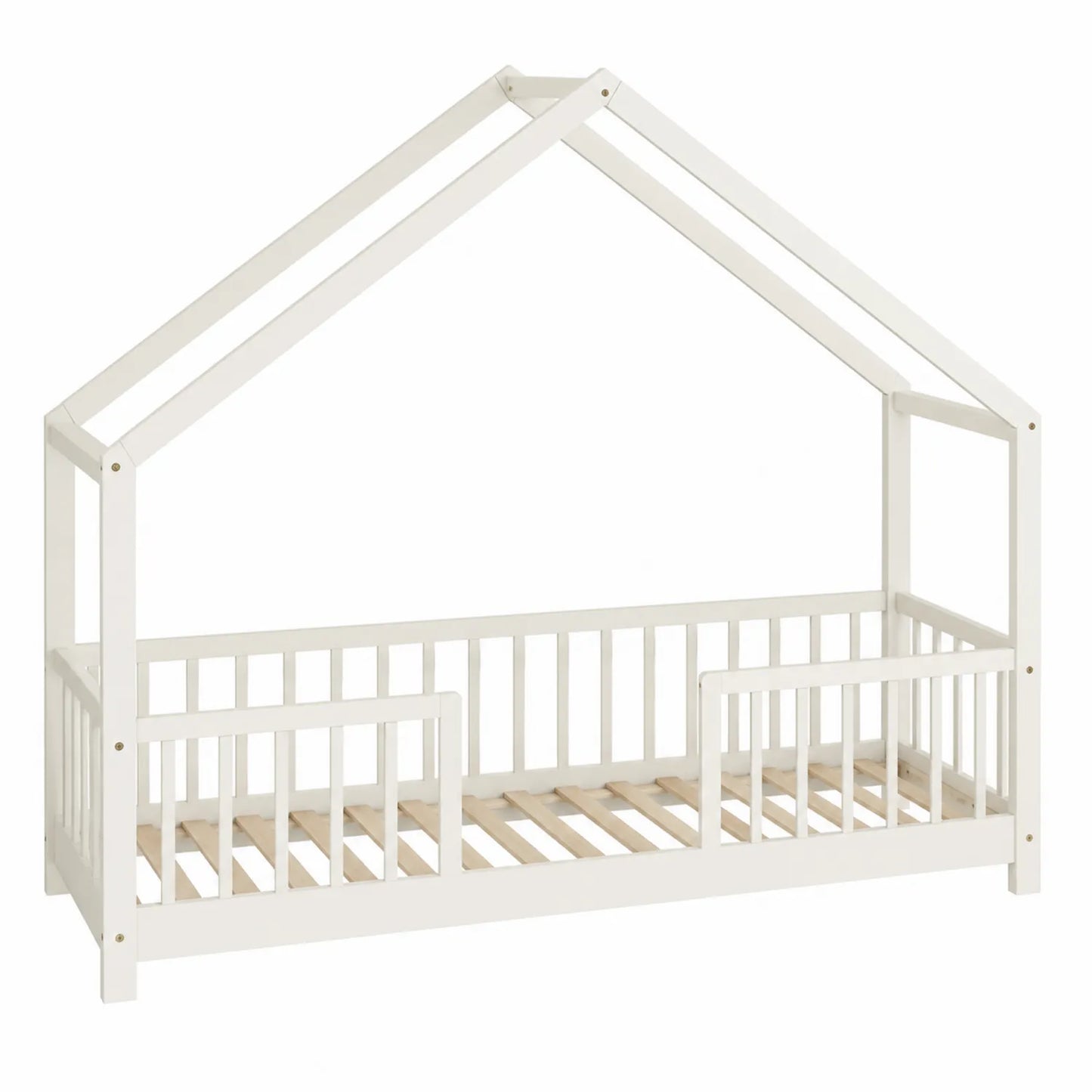 Kinder Hausbett aus Kiefernholz Weiß 200x90 cm