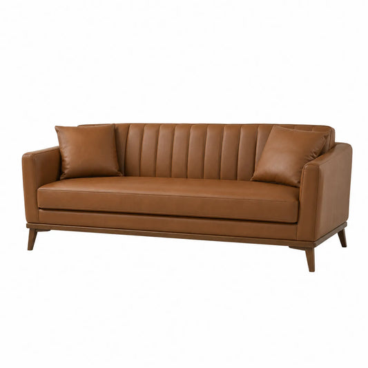 Dreier-Sofa aus Kunstleder Braun 210cm