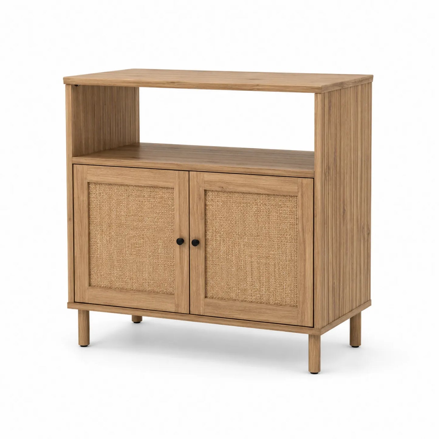Sideboard Holz mit Geflecht 90x40x80 cm 2 Türen