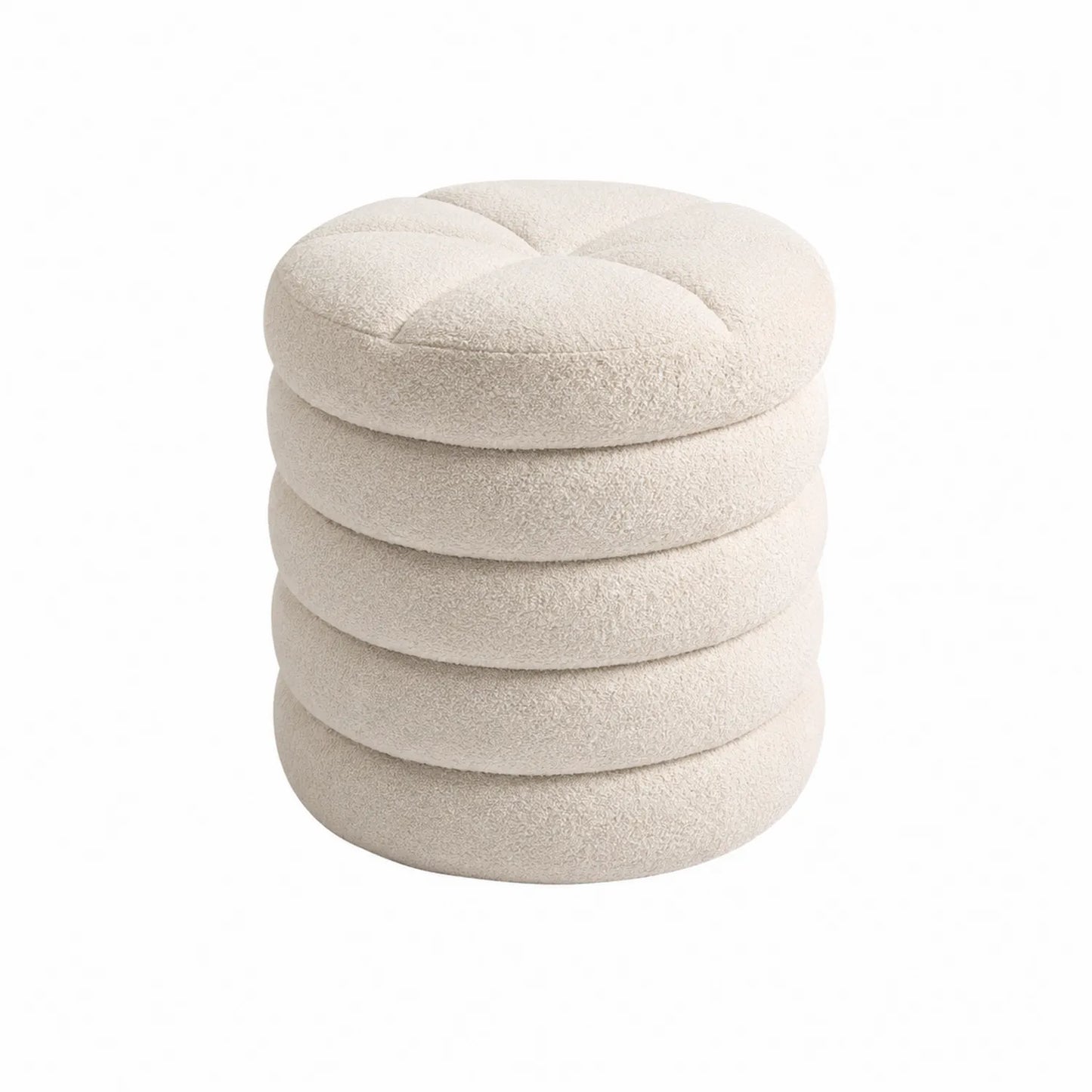 Runder Sitzpouf aus Polyester Beige Ø40 cm Höhe 45 cm